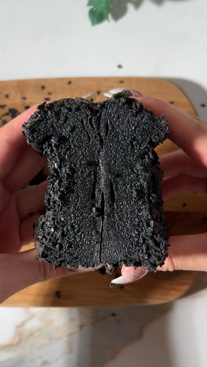 black sesame mochi cake